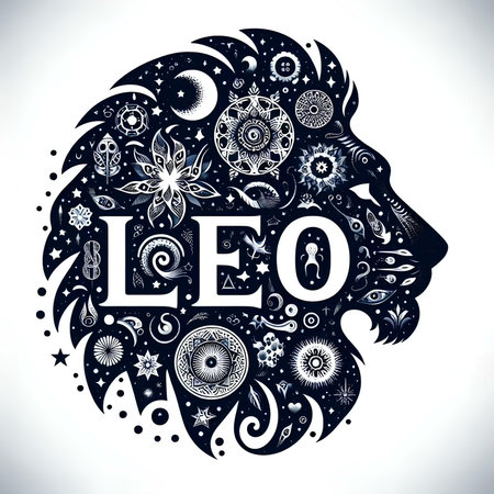 Vector illustration of Leo zodiac sign. Zodiacal horoscope symbol.の素材