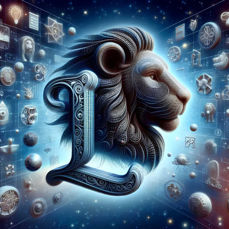 Zodiac sign Leo in space. Zodiacal horoscope.の素材