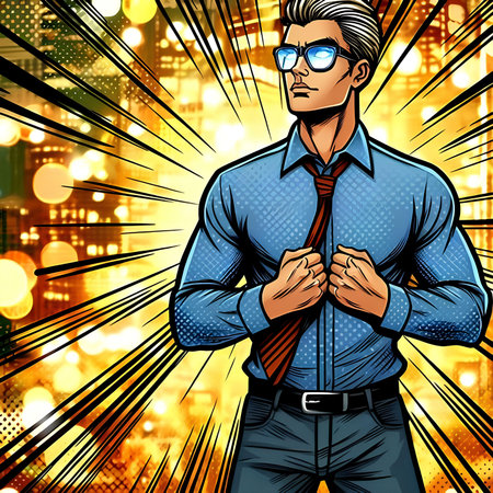 Hipster businessman in suit. Vector illustration in retro style.の素材