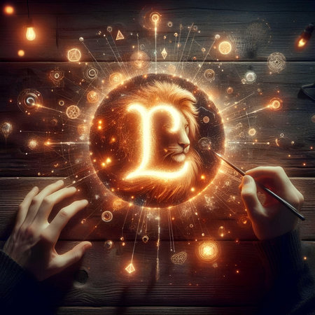 Mystical image with zodiac signs and horoscope symbols aroundの素材