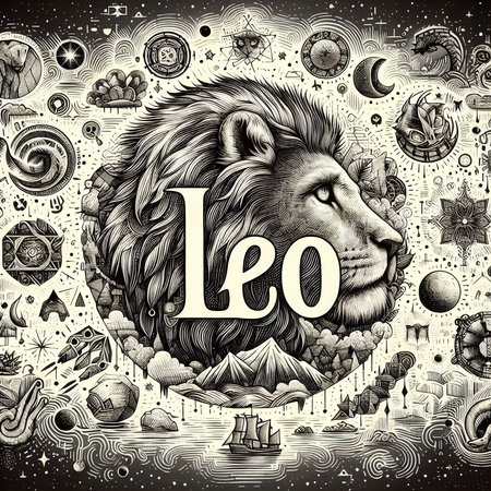 Lion head with lettering Love on the background of the universe. vector illustrationの素材