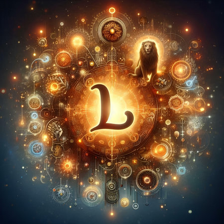 Zodiac sign Leo. Zodiacal horoscope, astrology backgroundの素材