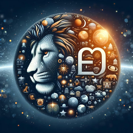 Zodiac sign Leo. Zodiacal horoscope. Zodiac background.の素材