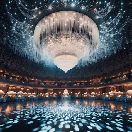 interior of the theater with a lot of lights and reflections.の素材