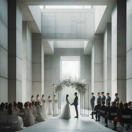 wedding ceremony in the interior of the hotel. bride and groomの素材