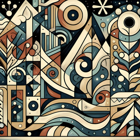 Colorful abstract hand-drawn doodle pattern, seamless backgroundの素材