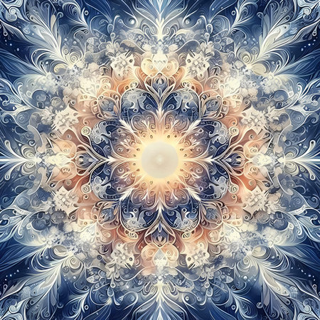 Abstract fractal mandala. Digital art. 3d rendering.の素材