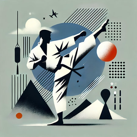 Martial arts. Karate. Vector illustration of a karate man.の素材