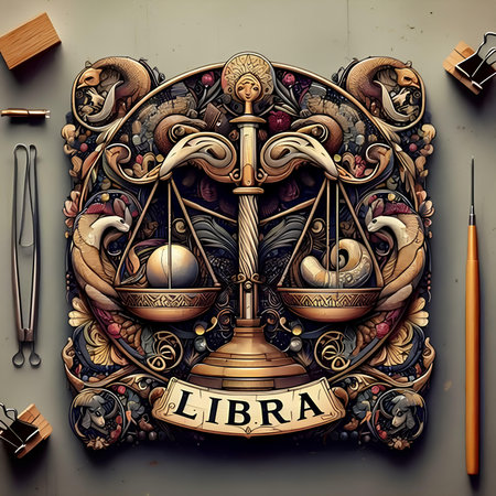 Libra zodiac sign. Astrological horoscope background. vector illustrationの素材