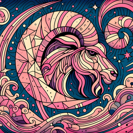 Zodiac sign Capricorn. Zodiac background. vector illustrationの素材