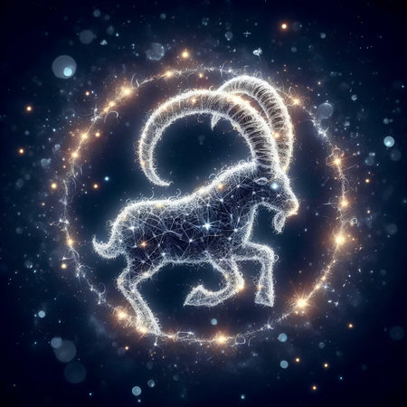 Glowing zodiac sign Capricorn. Zodiac horoscope.の素材