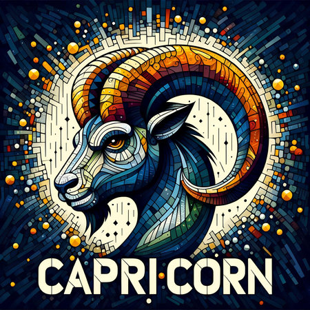 Capricorn zodiac sign in mosaic style. Vector illustration.の素材