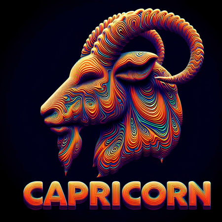 Zodiac sign Capricorn. Zodiac symbol. Vector illustration.の素材