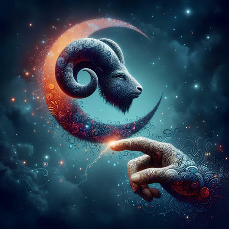 Zodiac sign Goat. Zodiac background. Zodiac constellation.の素材