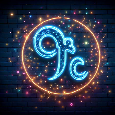 Zodiac sign Capricorn. Vector illustration in neon style.の素材