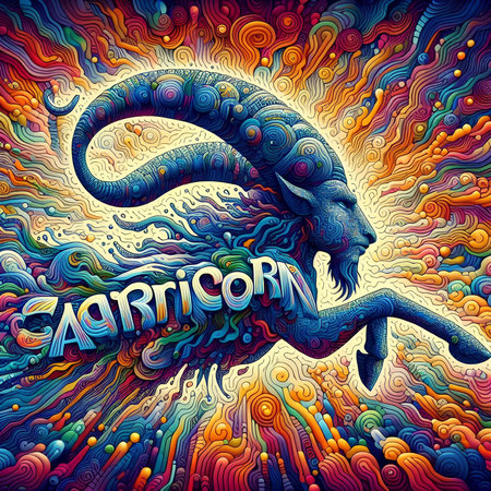 Zodiac sign Capricorn. Zodiac background. vector illustrationの素材