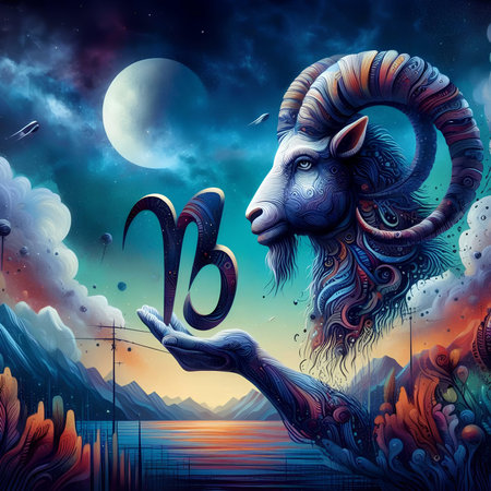 Zodiac sign Capricorn. Zodiacal horoscope background.の素材