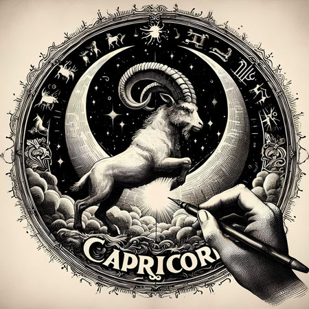 Capricorn zodiac sign. Zodiac constellation. Capricorn is a symbol of the zodiac.の素材