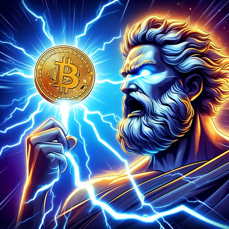 Bitcoin cryptocurrency coin and a man with a beard. 3d illustrationの素材