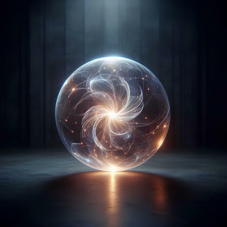 abstract sphere in the dark with rays of light. 3d renderingの素材