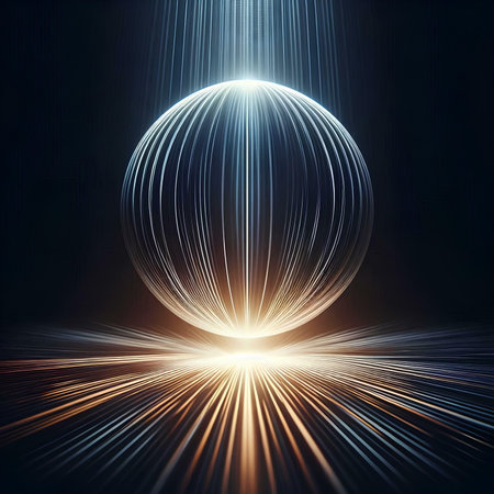 abstract background with light rays and sphere, 3d render illustrationの素材
