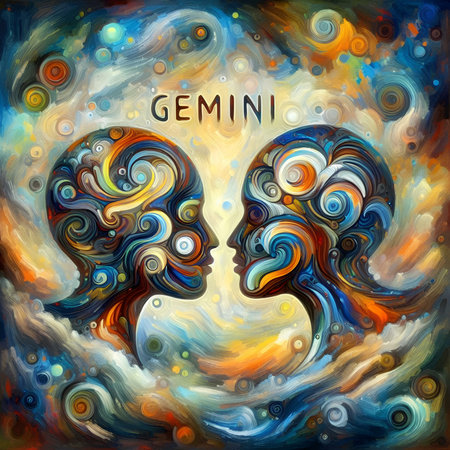 Gemini zodiac sign. Horoscope and astrology background.の素材