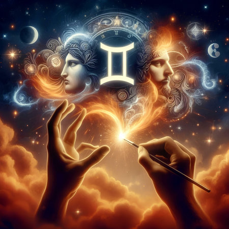 Zodiac sign Virgo in the hands of an astrologerの素材