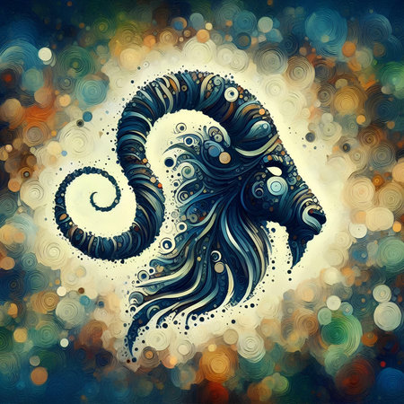 Zodiac sign Capricorn on abstract colorful background. Toned.の素材
