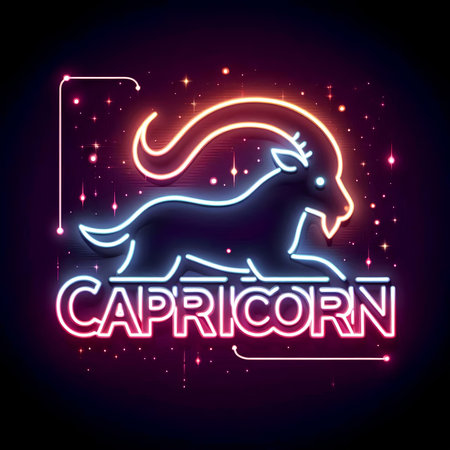 Capricorn zodiac sign neon light vector illustration eps 10の素材
