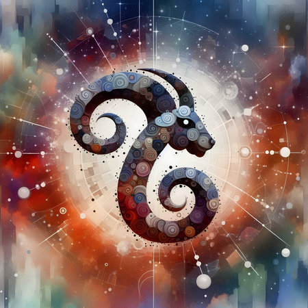 Yin Yang zodiac sign. Zodiac symbol on abstract colorful backgroundの素材