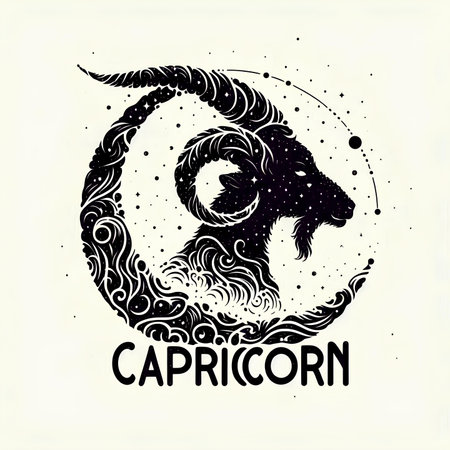 Zodiac sign Capricorn. Zodiac symbol. Vector illustration.の素材