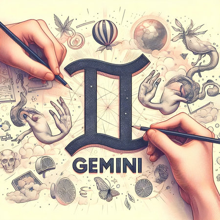 Gemini zodiac sign. Zodiac constellation. Horoscope and astrology conceptの素材