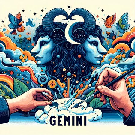 Gemini zodiac sign, horoscope and astrology, vector illustrationの素材