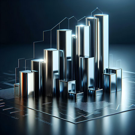 Business graph on a dark background. 3d rendering, 3d illustration.の素材