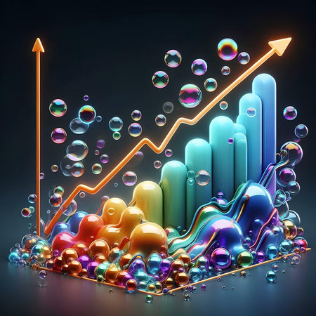 3d rendering of business graph on black background. 3d illustration.の素材