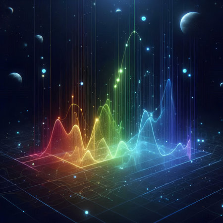 abstract technology background, glowing lines and dots, 3d renderの素材