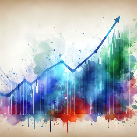Grunge background with colorful business graph. Vector illustration. Eps 10の素材