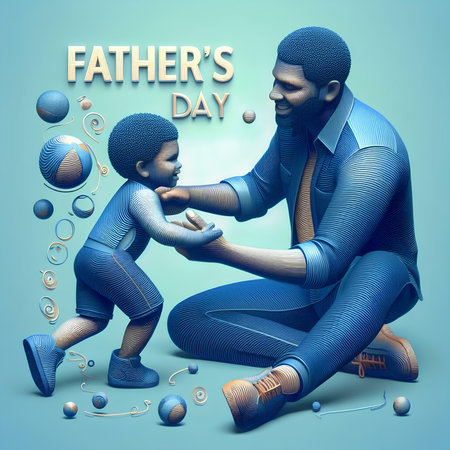 Father and son playing together. Father's day concept. 3D illustration.の素材