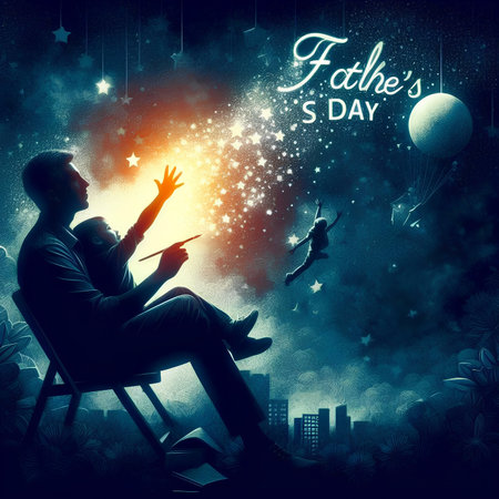 Young man sitting on a chair with a book in his hands and looking at the skyの素材