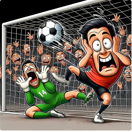 Cartoon soccer player in action. Vector illustration for your design.の素材