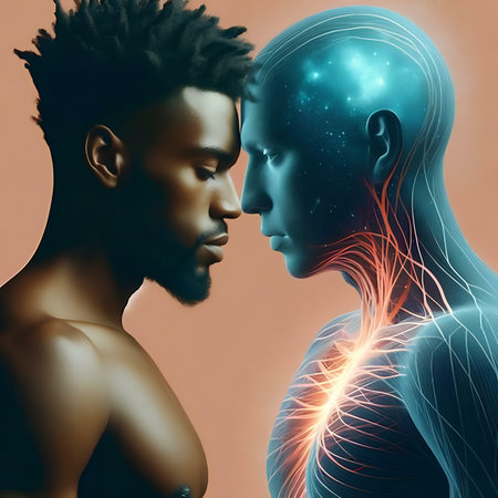 Conceptual anatomy of a man and a woman with joint painの素材