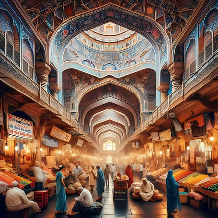 The interior of the Grand Bazaar in Istanbul, Turkeyの素材