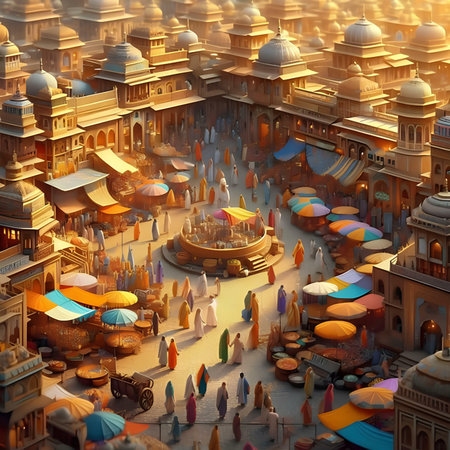 3D rendering of the city of Jaipur in India.の素材