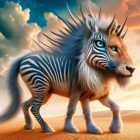 Zebra in the desert. 3D rendering. Illustration.の素材