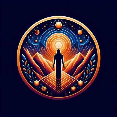 Man on the background of the sun. Vector illustration for your designの素材