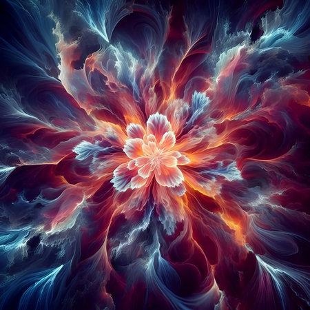 Abstract fractal. Fractal art background for creative design. Decoration for wallpaper, desktop, poster, booklet cover. Print for clothes, t-shirts. Creative illustration for designの素材