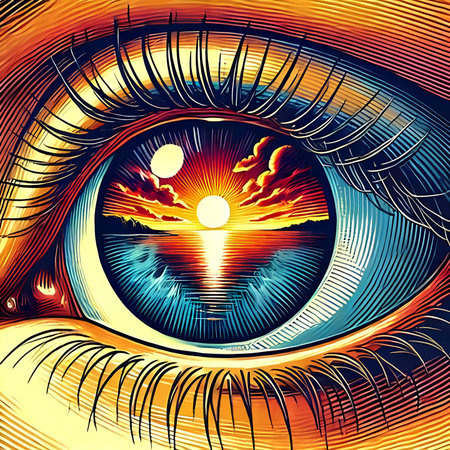 Eye of God. Colorful vector illustration of the eye of God.の素材