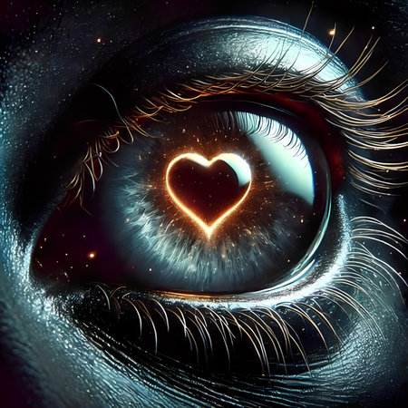 Eye of the devil with heart, symbol of love and passion.の素材