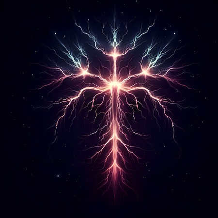 Abstract lightning on a dark background. 3d rendering, 3d illustration.の素材