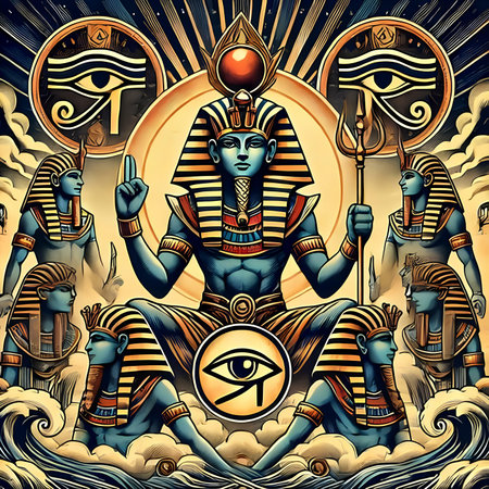 Egyptian pharaohs. Ancient Egyptian symbols. Vector illustration.の素材